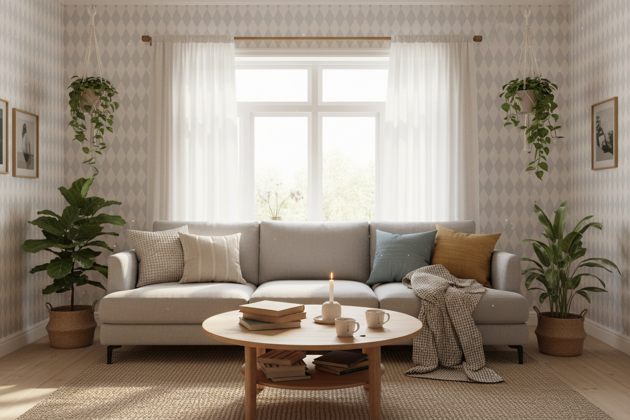 Harlequin Pearl - Geometrisk retrotapet i mjuka pastellfärger