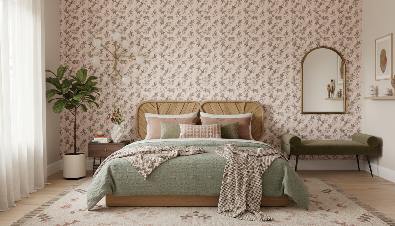 Hellebores - Blush - Tapet med julrosor i romantisk rosa