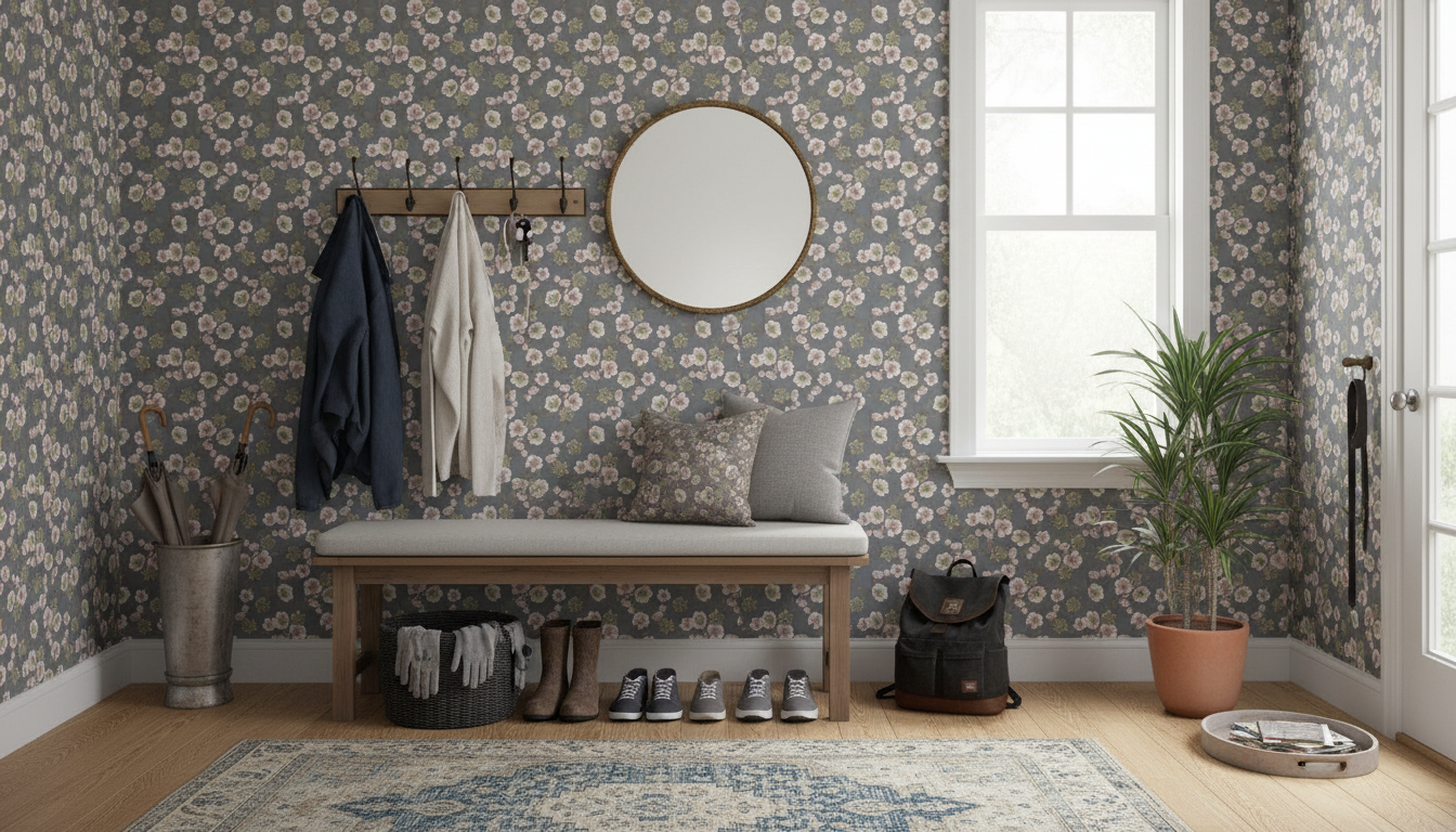 Hellebores - Slate - Tapet med julrosor i elegant grått