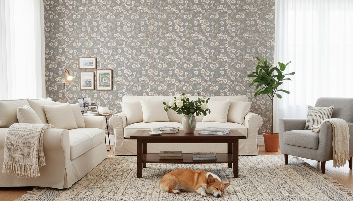 Hellebores - Slate - Tapet med julrosor i elegant grått