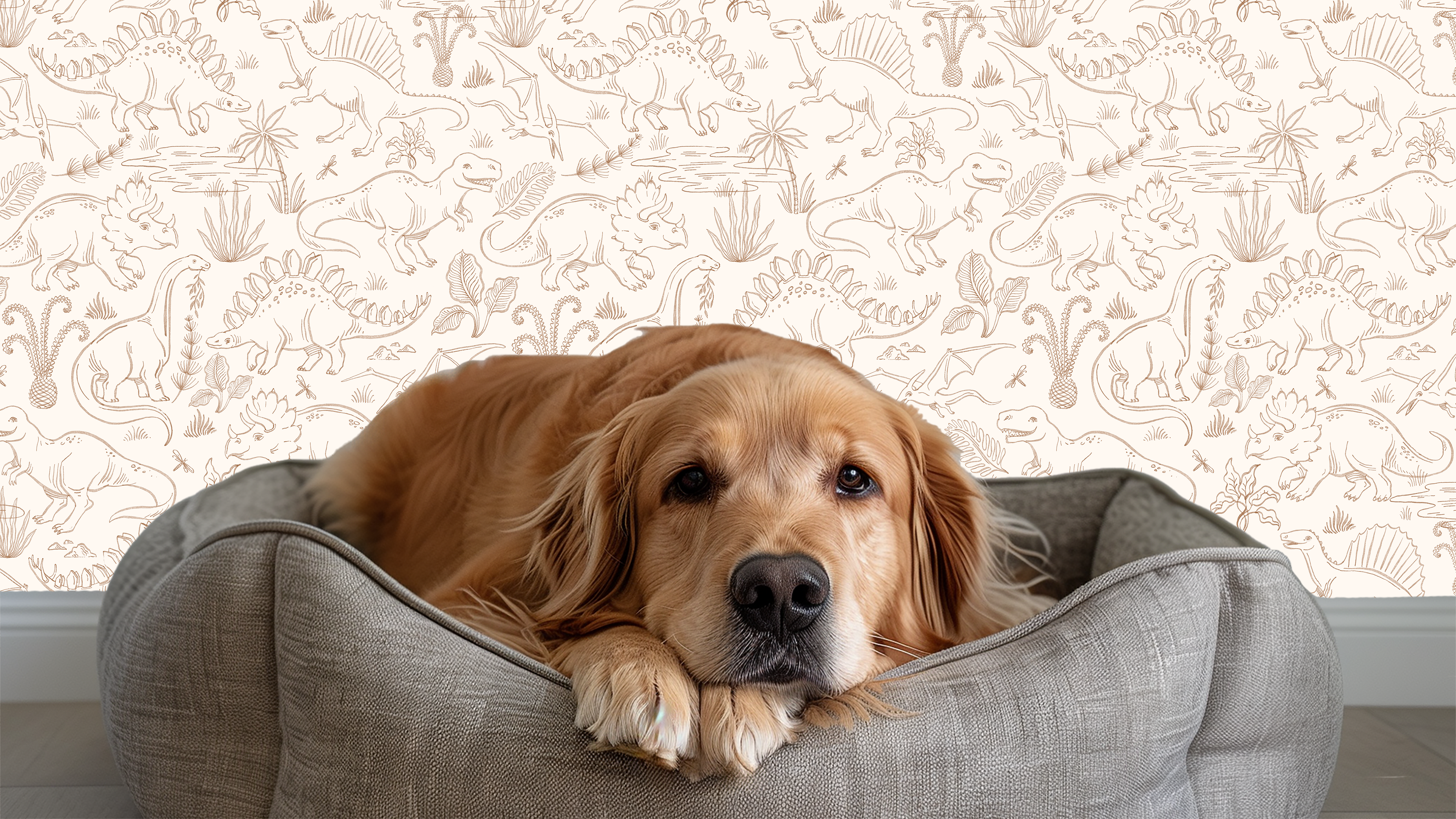 Watercolor Dino Safari - Beige