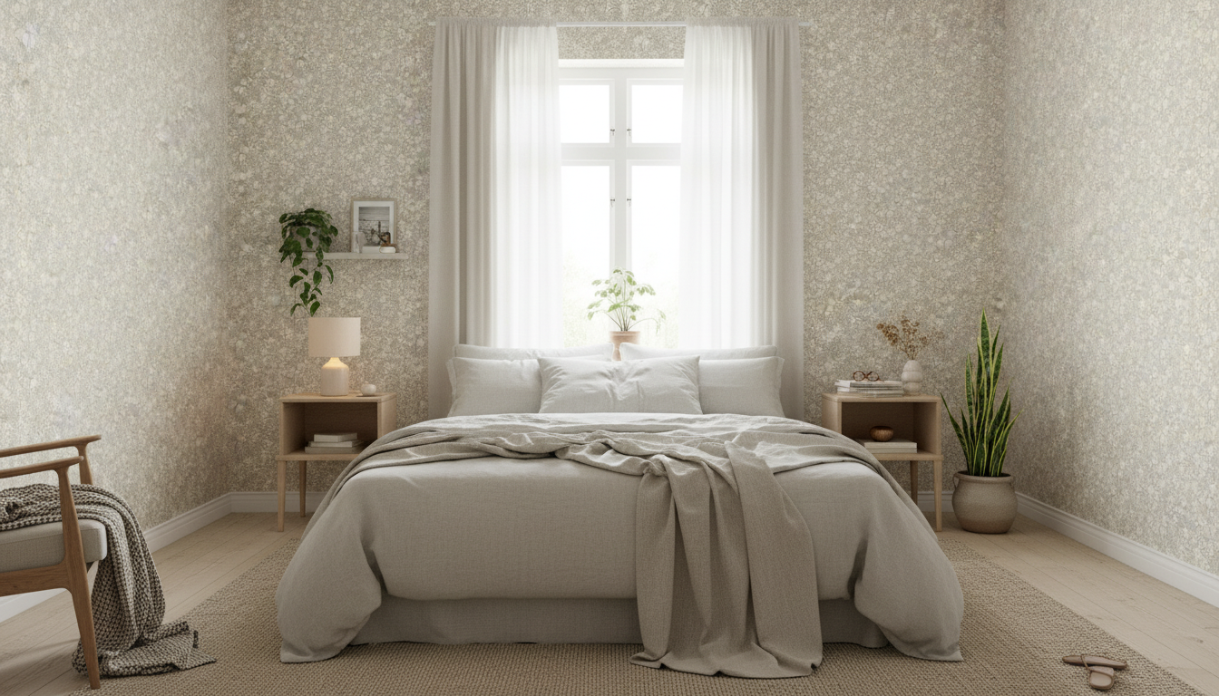 Reval Wallpaper Joanie - Half Drop - Oyster – Elegant tapet med romantiska blommor – högkvalitativ tapet för en personlig ...