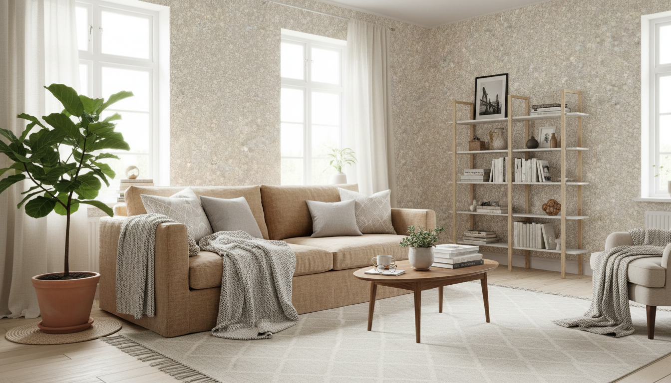 Reval Wallpaper Joanie - Half Drop - Oyster – Elegant tapet med romantiska blommor – högkvalitativ tapet för en personlig ...