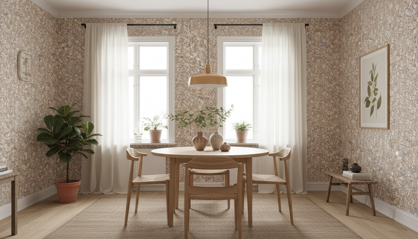 Joanie - Half Drop - Brun – Varm tapet med romantiska blommor