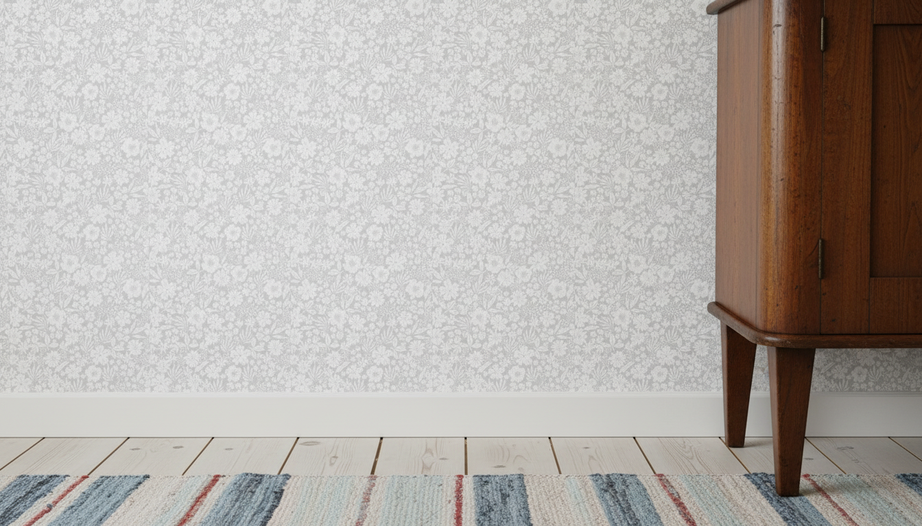 Joanie - Half Drop - White Ash – Elegant tapet med romantiska blommor