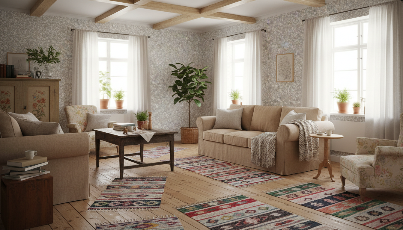 Joanie - Half Drop - White Ash – Elegant tapet med romantiska blommor