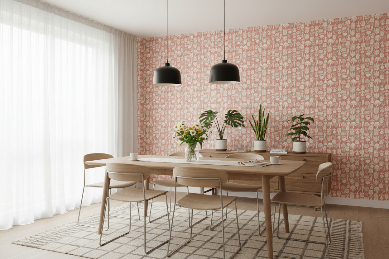 Reval Wallpaper Grönsaksgården - Jord - Kökstapet med grönsaker – högkvalitativ tapet för en personlig och harmonisk vägg