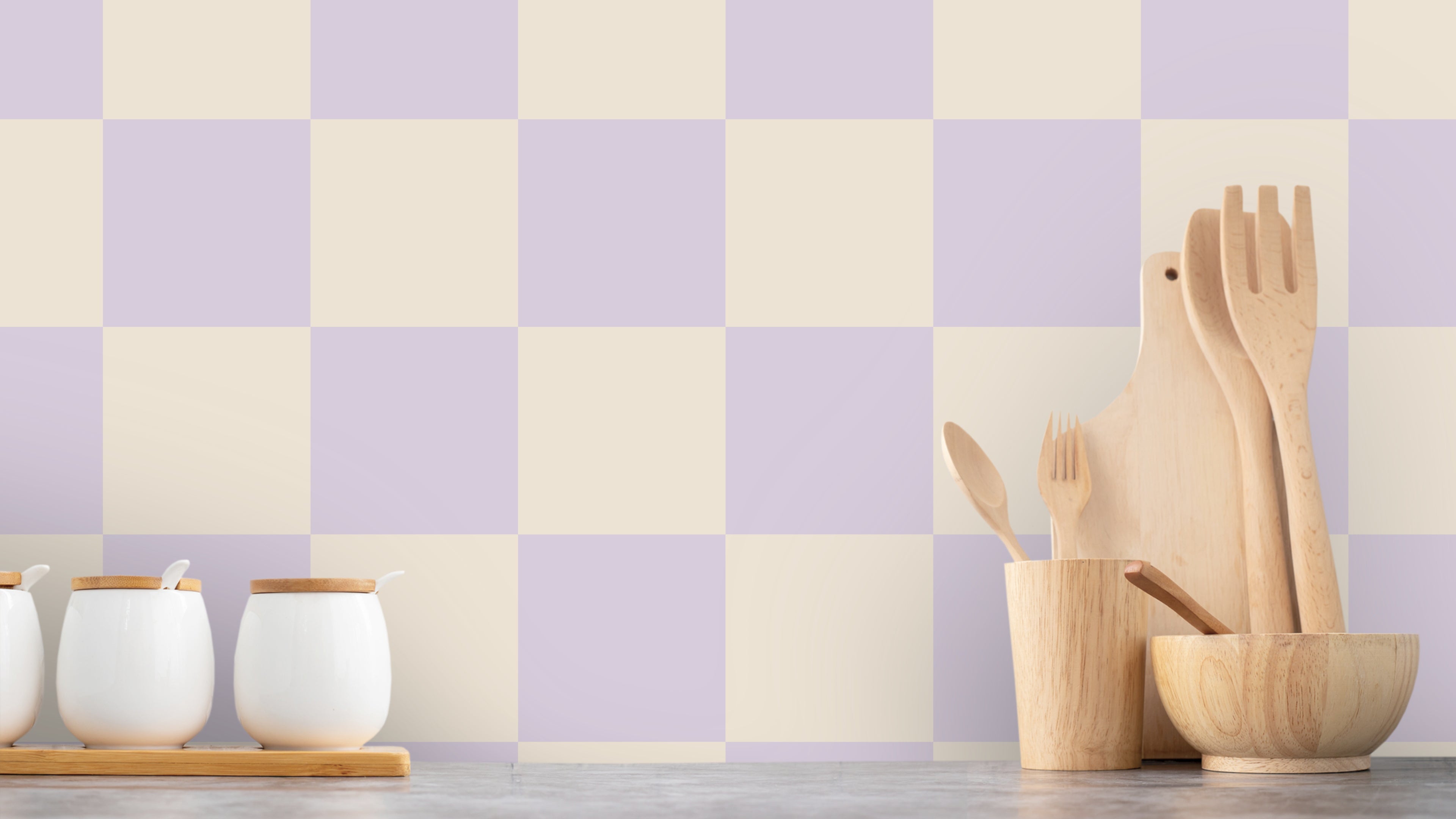 Reval Wallpaper Checkers - Lilac - Tapet med rutigt mönster i pastellfärger – högkvalitativ tapet för en personlig och har...