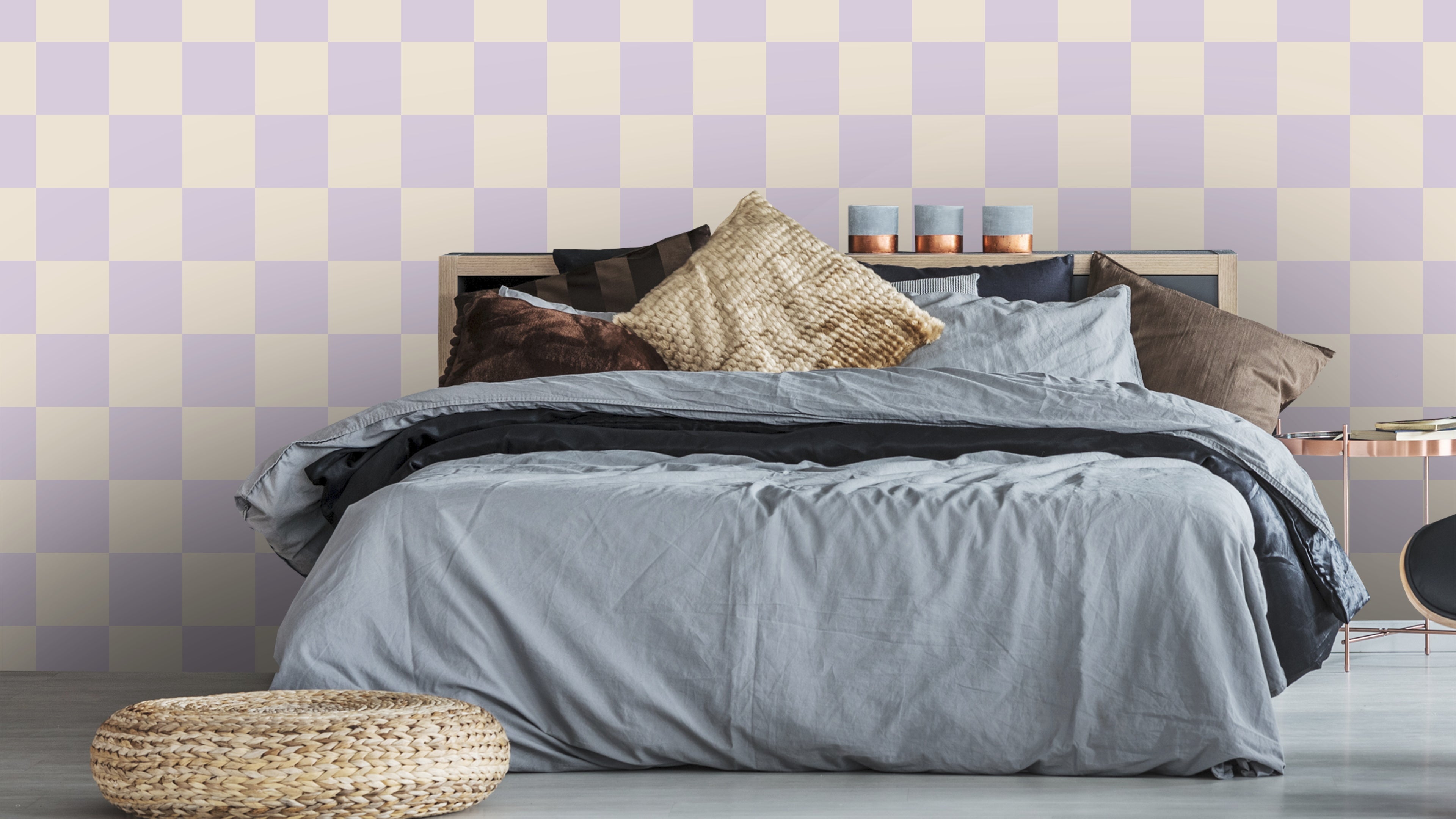 Reval Wallpaper Checkers - Lilac - Tapet med rutigt mönster i pastellfärger – högkvalitativ tapet för en personlig och har...