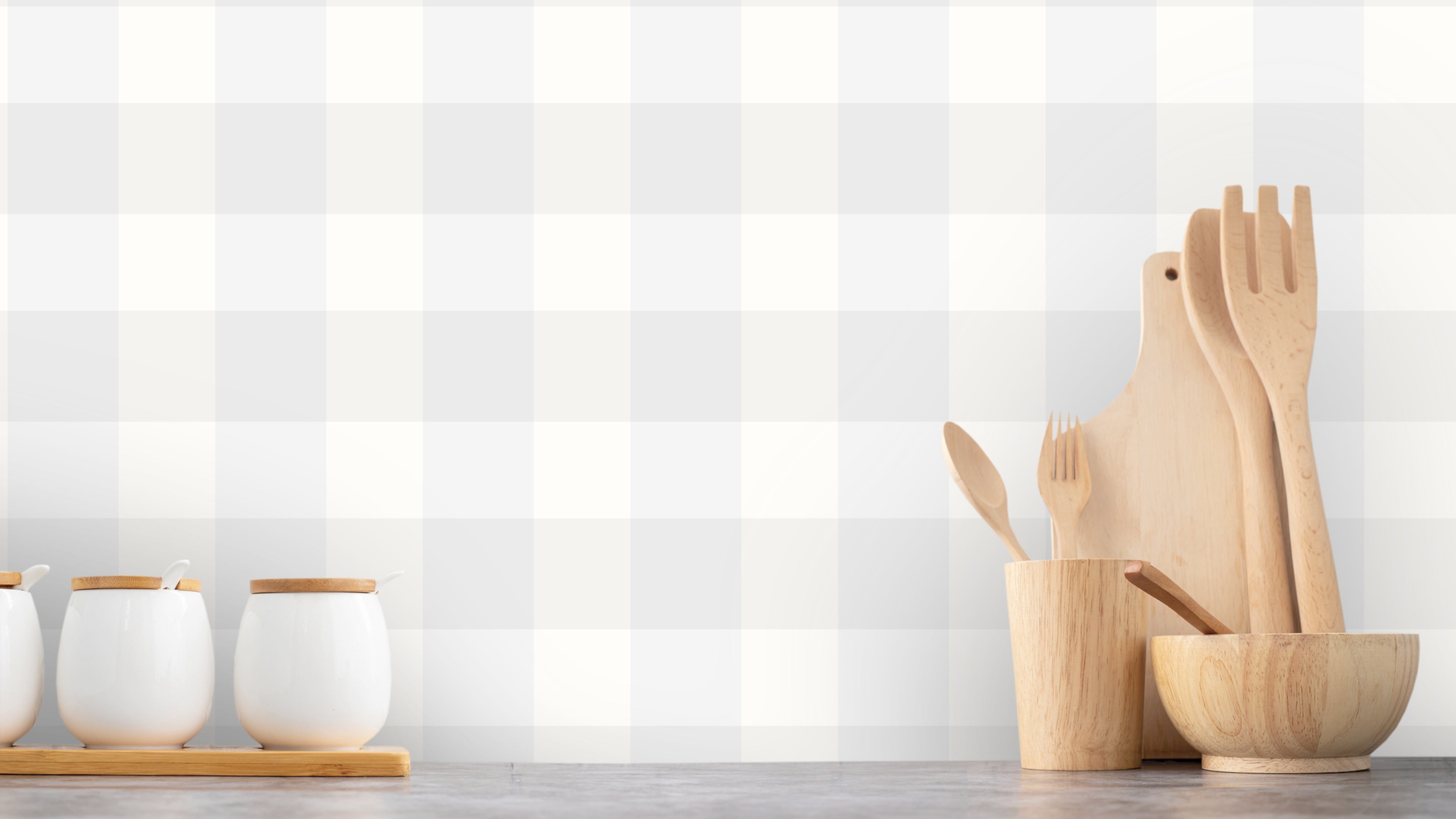 Gingham - Pearl - Klassisk tapet med rutmönster i pastellfärger