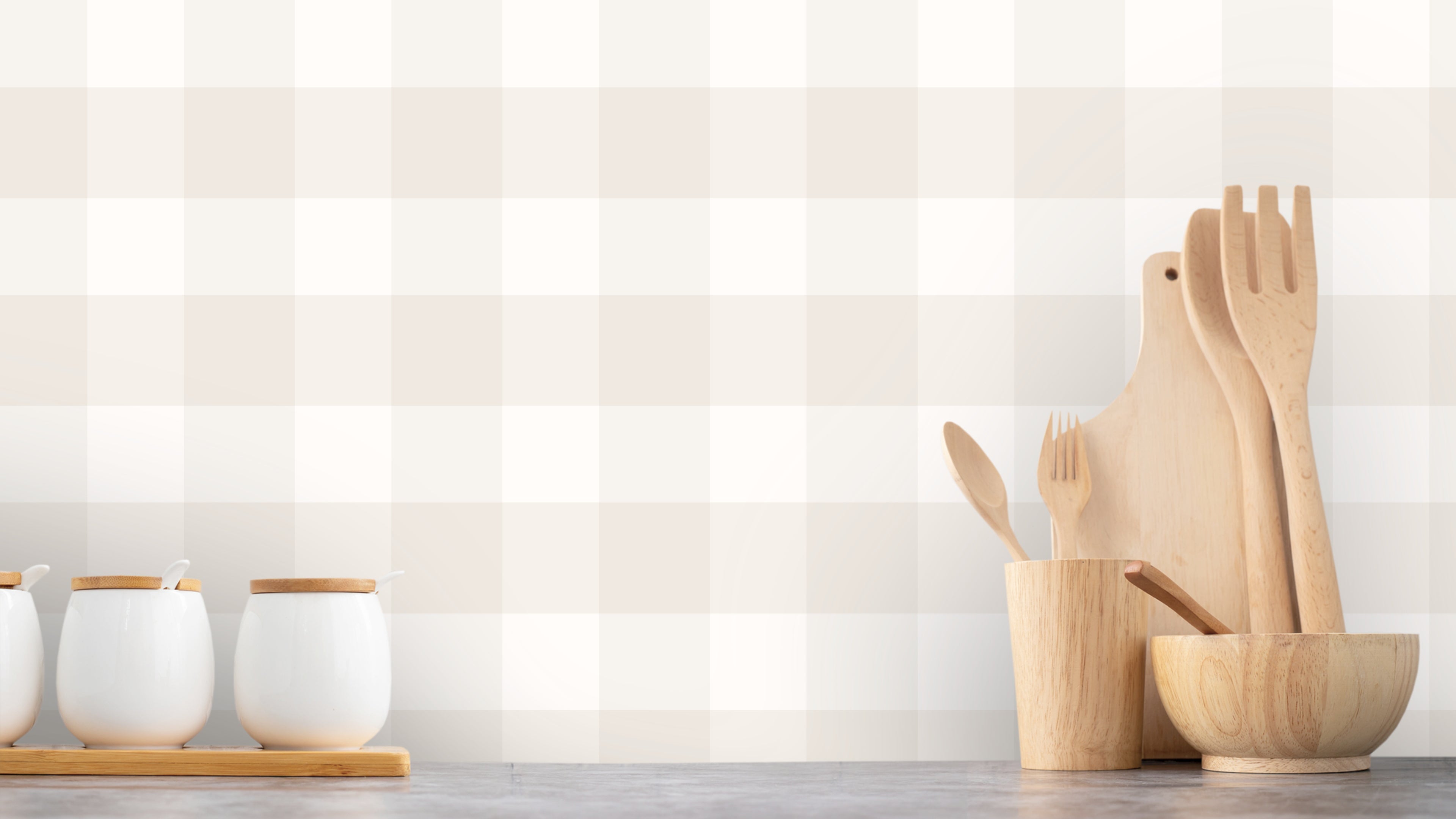 Reval Wallpaper Gingham - Beige - Klassisk tapet med rutmönster i beige – högkvalitativ tapet för en personlig och harmoni...