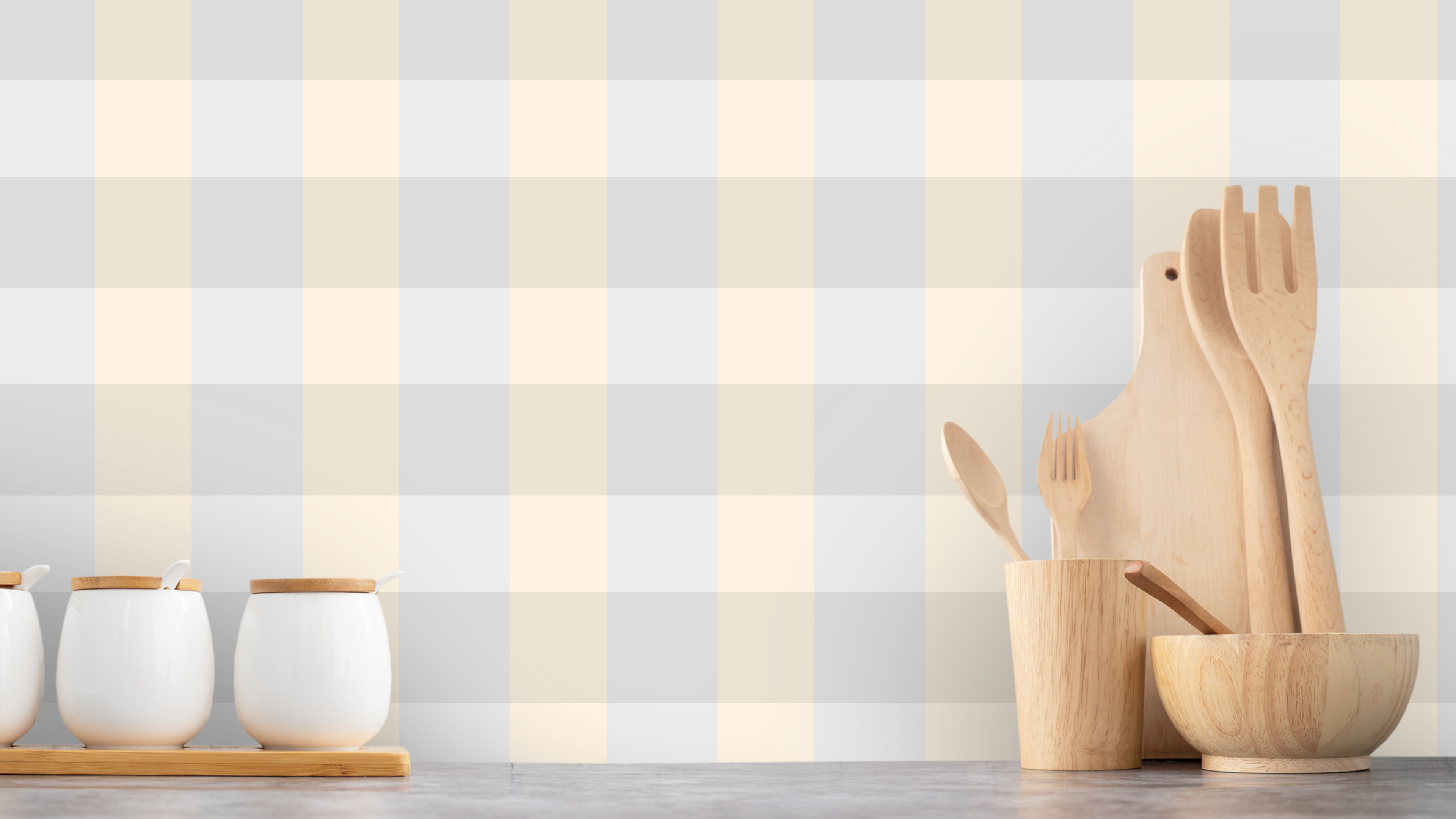 Reval Wallpaper Gingham - Oyster - Klassisk tapet med rutmönster i oyster – högkvalitativ tapet för en personlig och harmo...