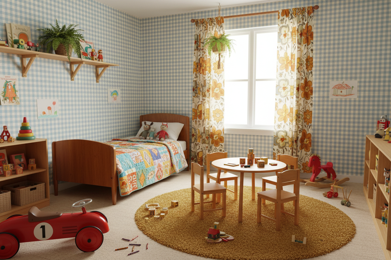 Reval Wallpaper Gingham - Sky - Klassisk tapet med rutmönster i ljusblått – högkvalitativ tapet för en personlig och harmo...