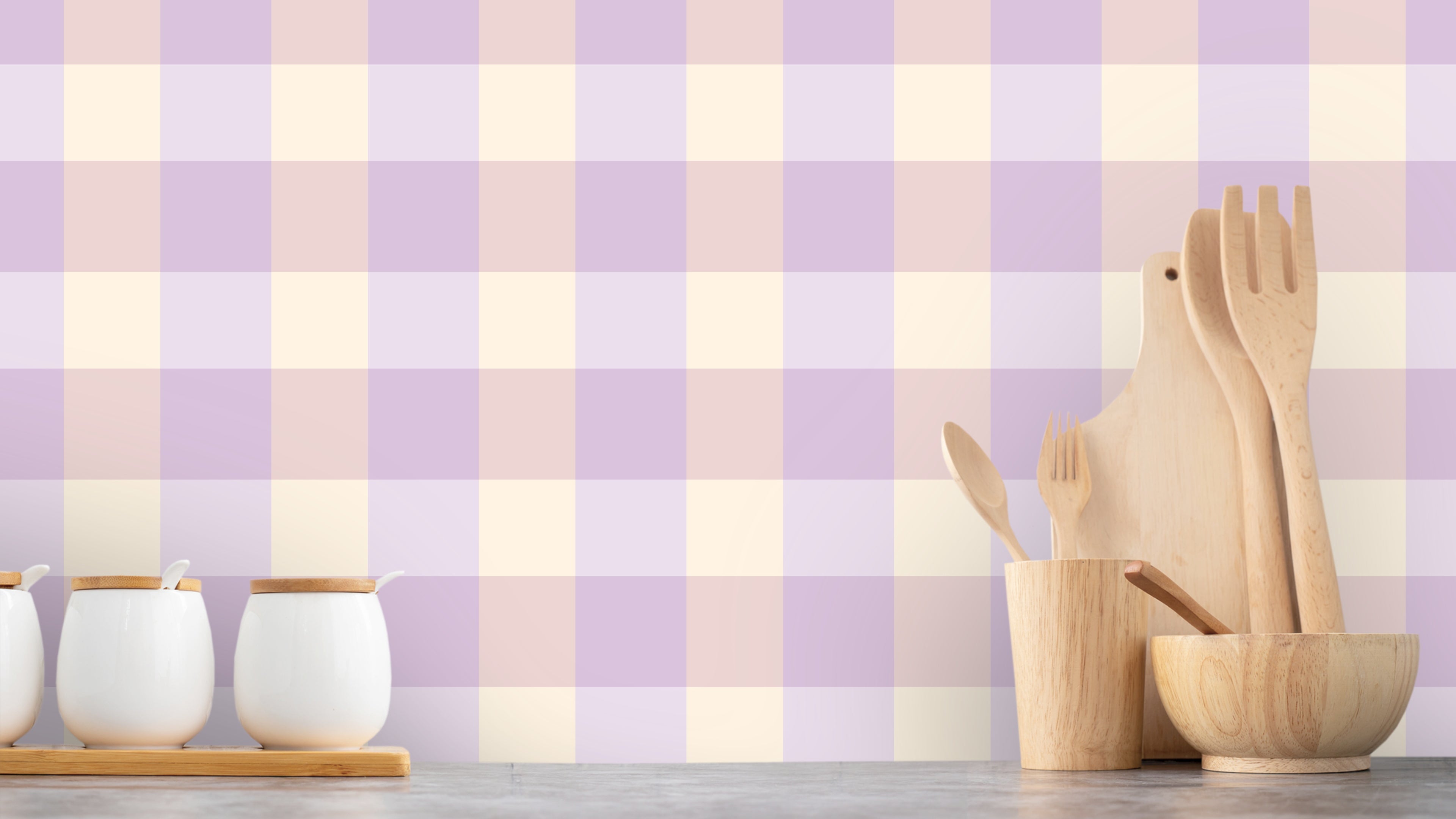 Reval Wallpaper Gingham - Lilac - Klassisk tapet med rutmönster i lila – högkvalitativ tapet för en personlig och harmonis...