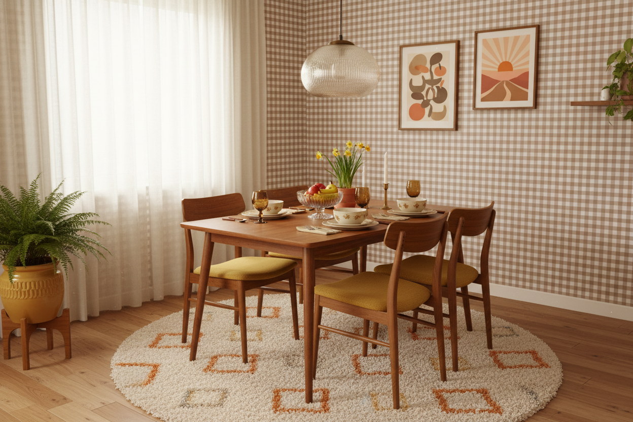 Reval Wallpaper Gingham - Mole - Klassisk tapet med rutmönster i brunt – högkvalitativ tapet för en personlig och harmonis...