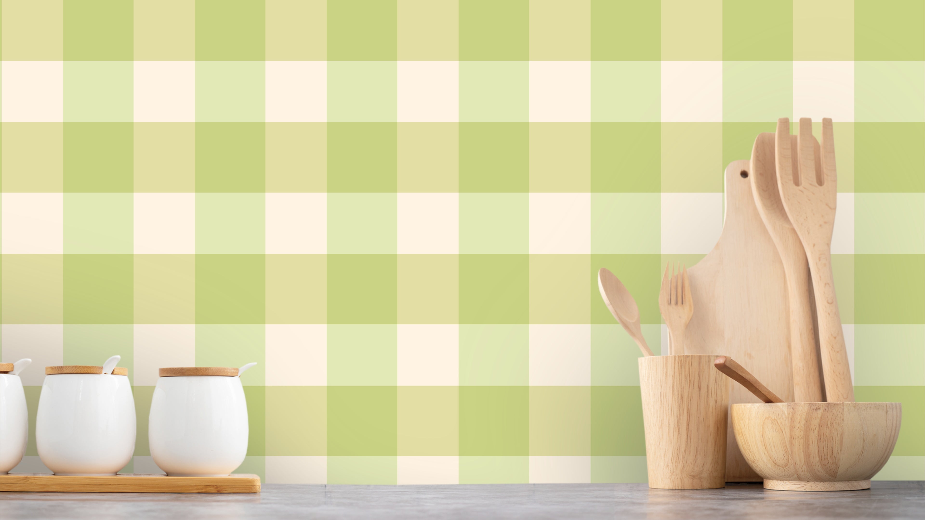 Reval Wallpaper Gingham - Mint - Klassisk tapet med rutmönster i mintgrönt – högkvalitativ tapet för en personlig och harm...