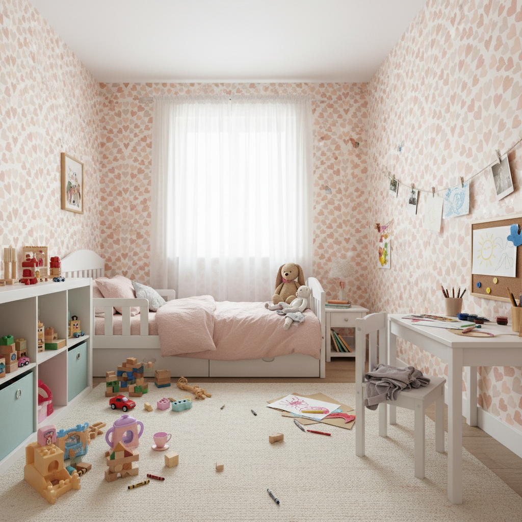 Scallop Hearts - Terracotta - Varm tapet med hjärtmotiv i terracotta-toner