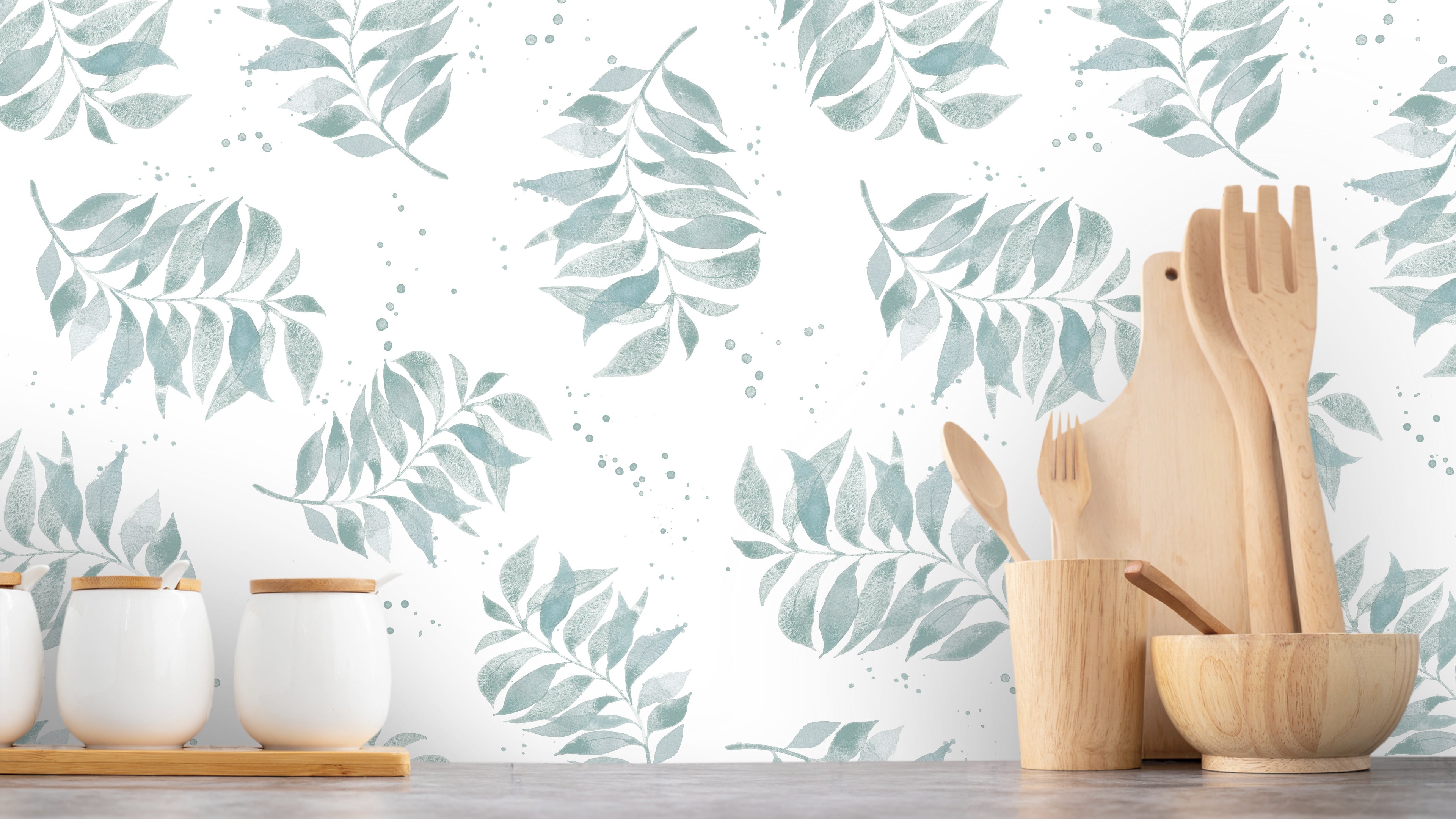 Watercolor Palm Toss - Aqua