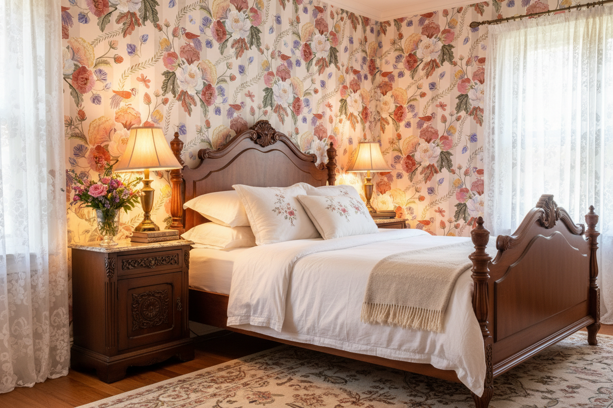 Victorian Bouquet – Romantic floral wallpaper with a vintage feel
