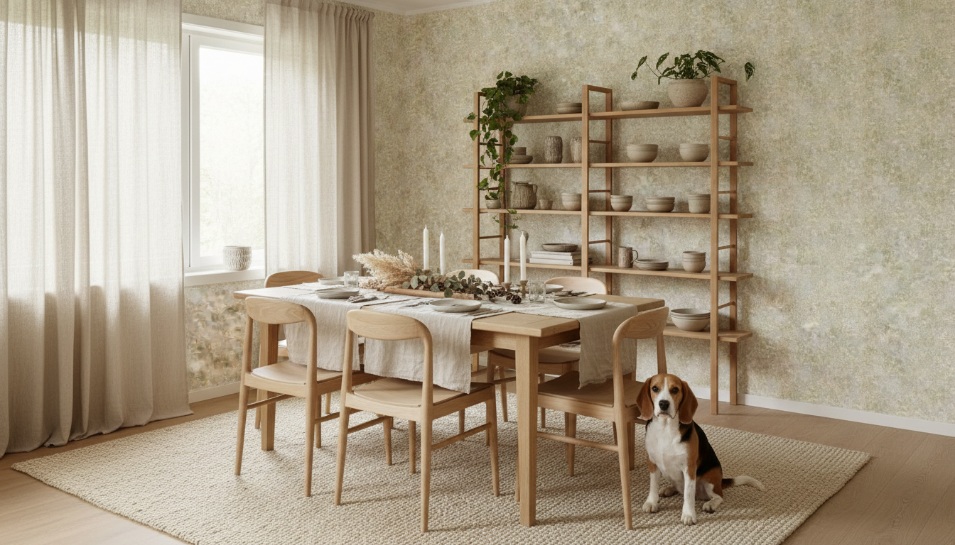 Endless summer - Morning mist – Beige-grå blommig tapet