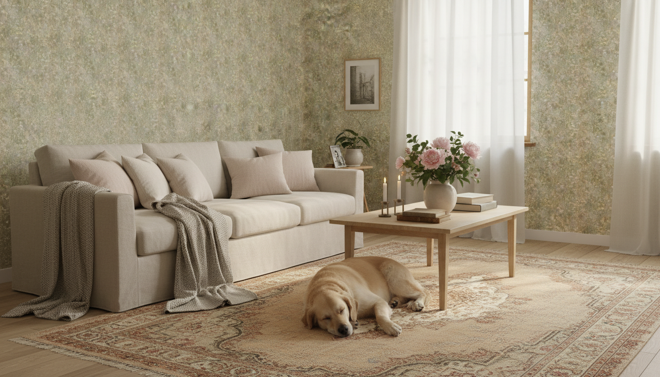 Reval Wallpaper Endless summer - Early dawn – Beige blommig tapet – högkvalitativ tapet för en personlig och harmonisk vägg
