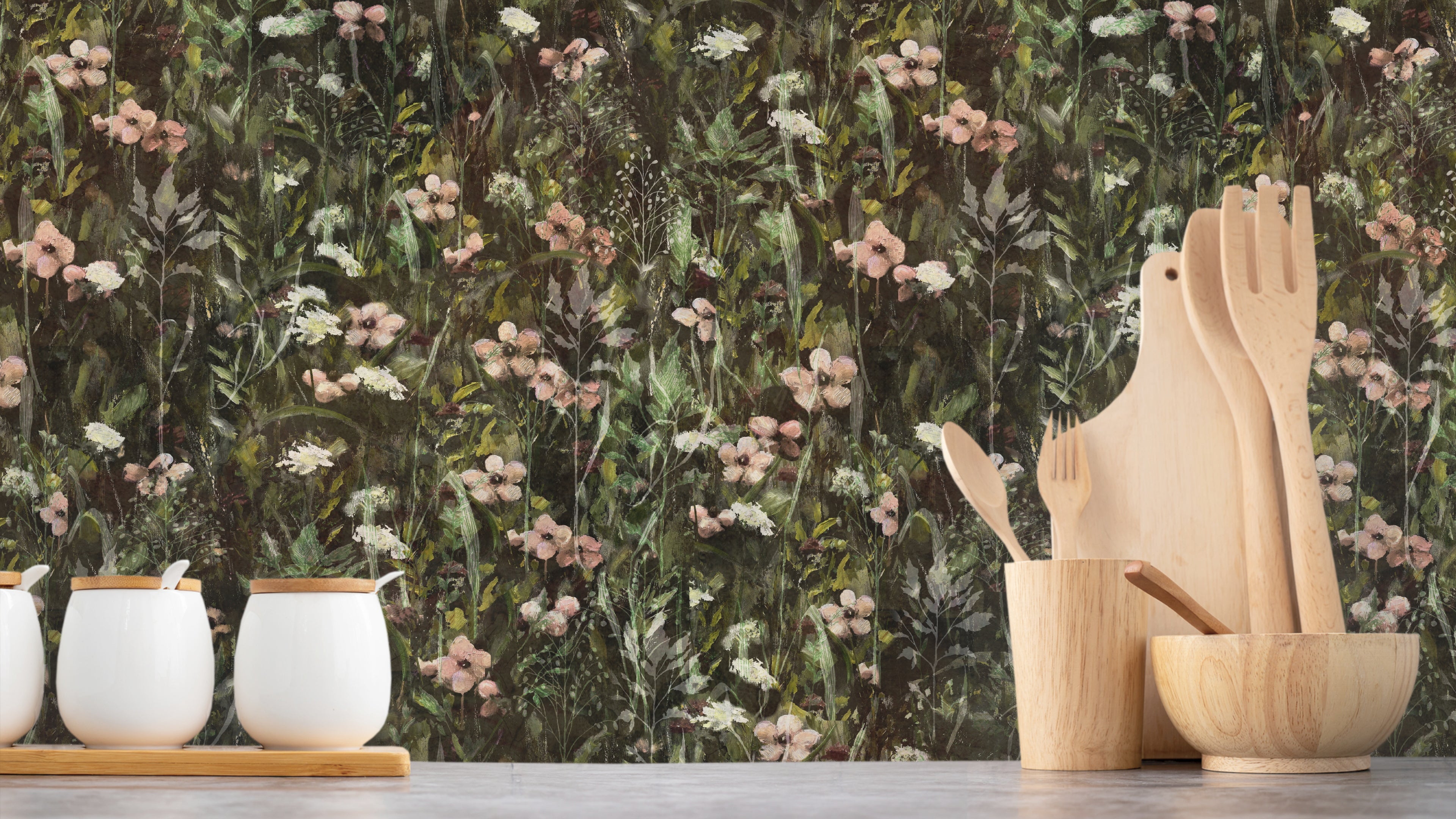 Endless summer - A cloudy day – Mörk blommig tapet