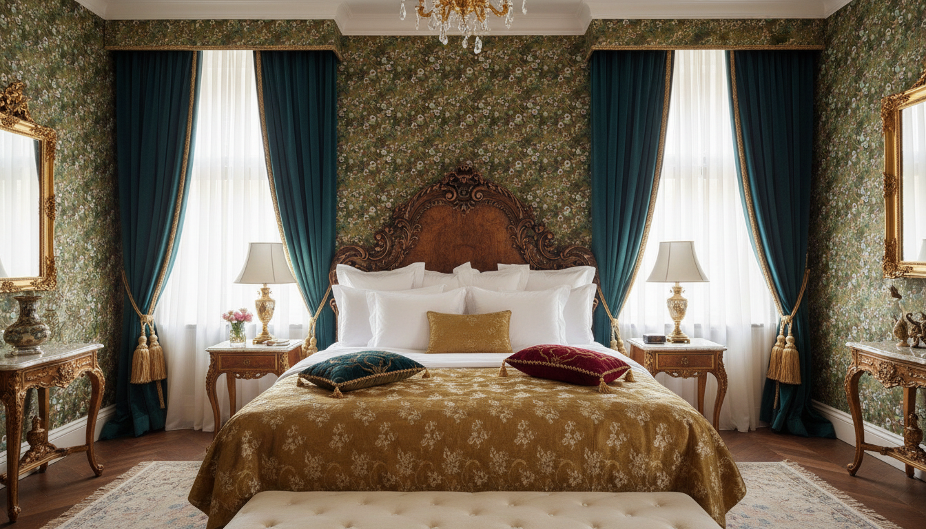 Krasse - Ochre – Handmålad tapet med levande blommor i varma ockra toner