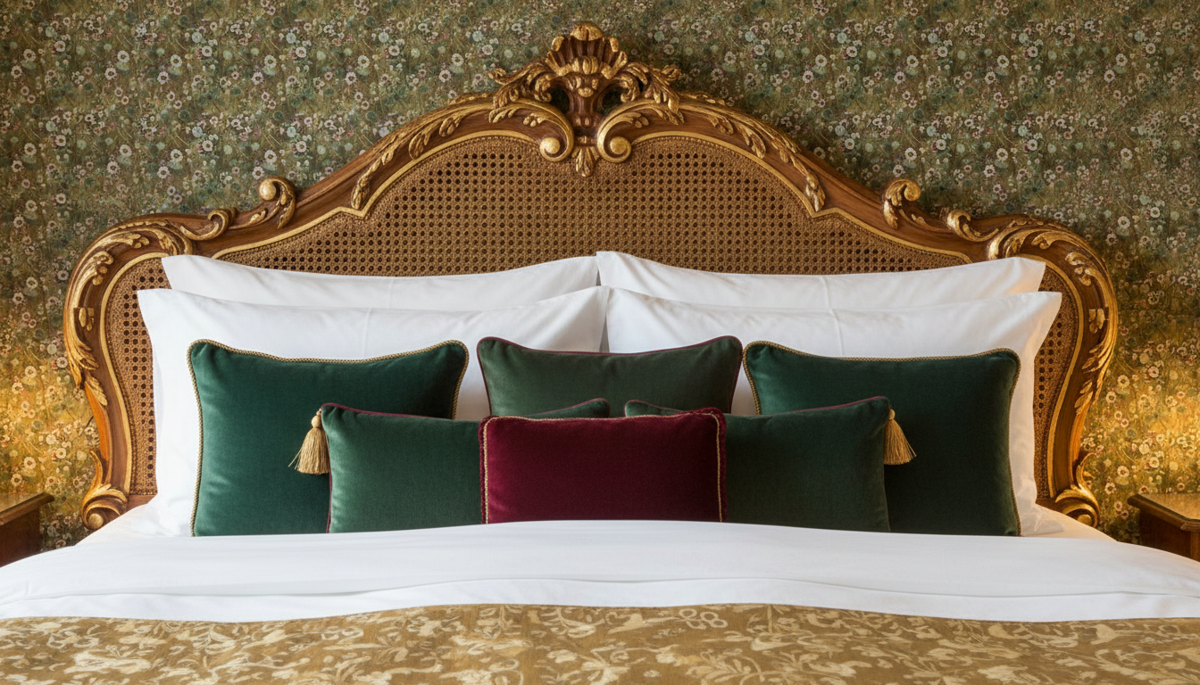 Krasse - Ochre – Handmålad tapet med levande blommor i varma ockra toner