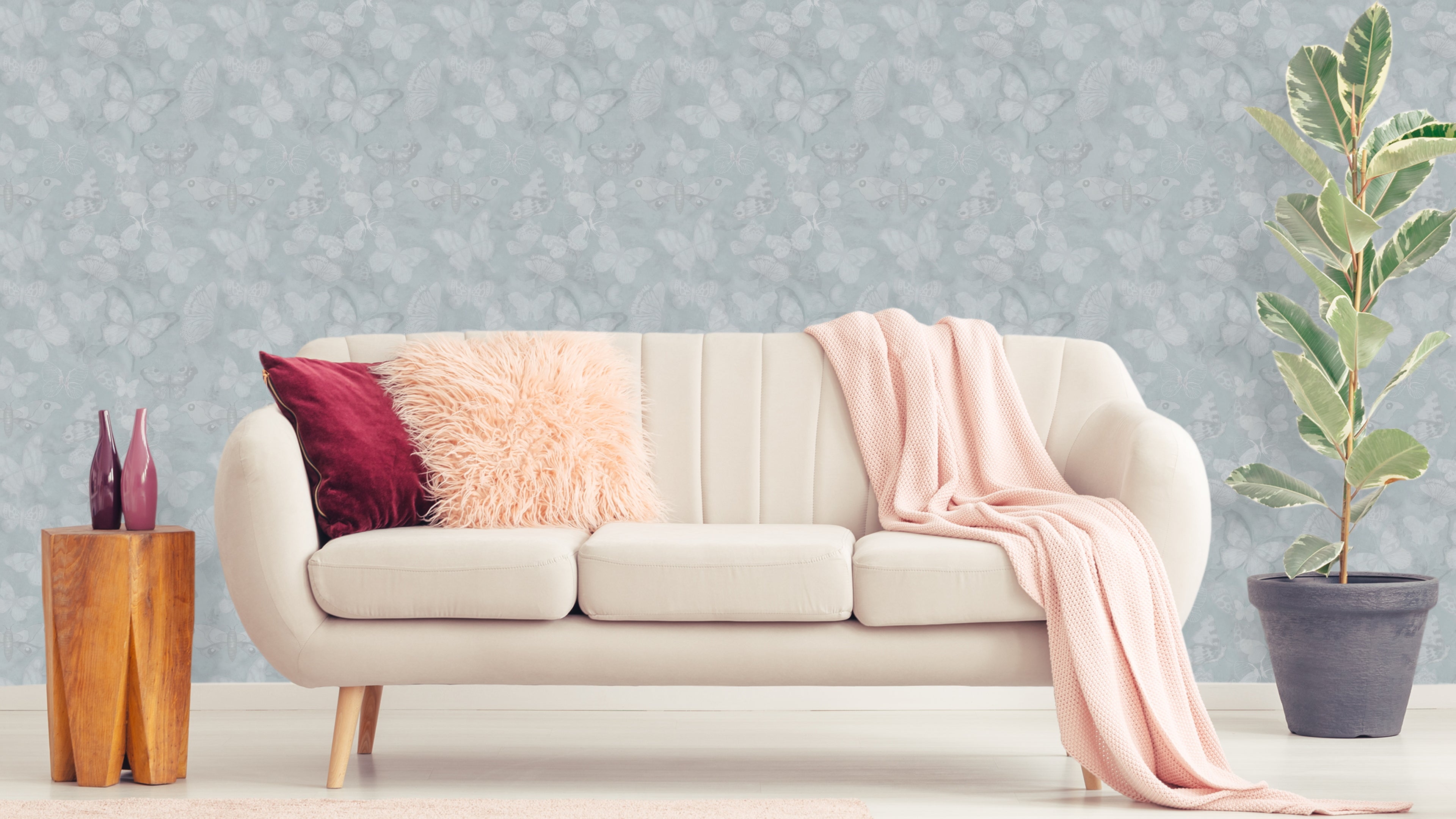 Mariposa - Regntunga moln - Fjärilstapet i akvarell med melerad bakgrund