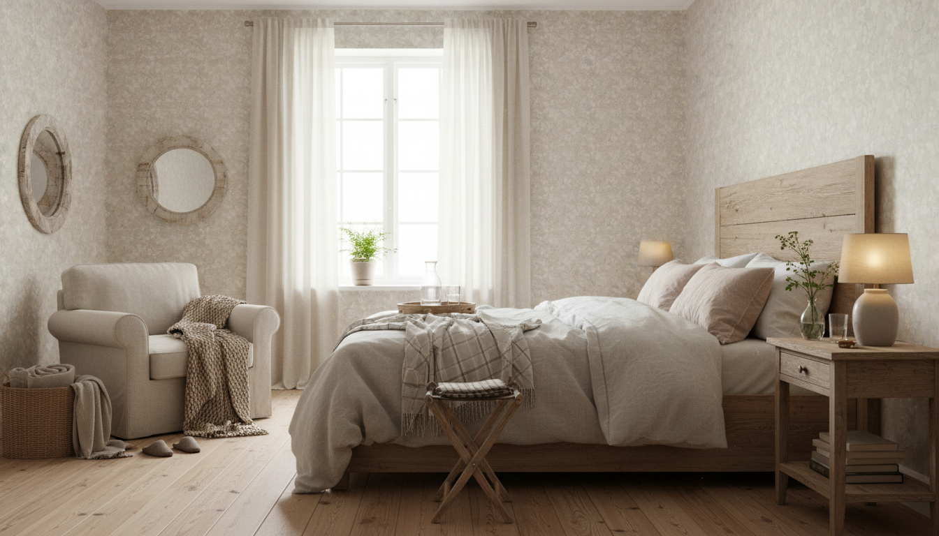 Mariposa - Unbleached - Fjärilstapet i akvarell med melerad bakgrund