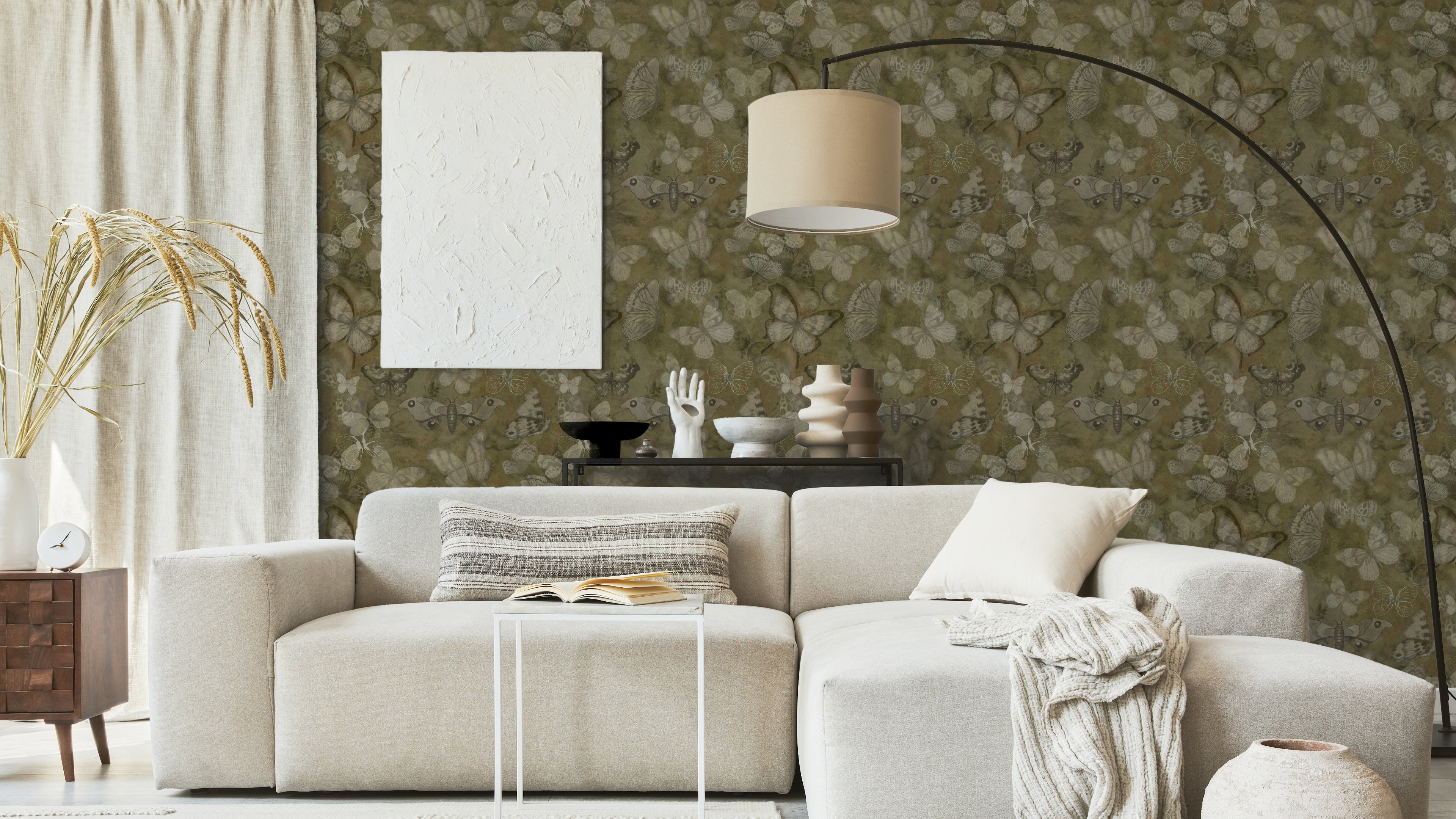 Mariposa - Earth - Fjärilstapet i akvarell med melerad bakgrund