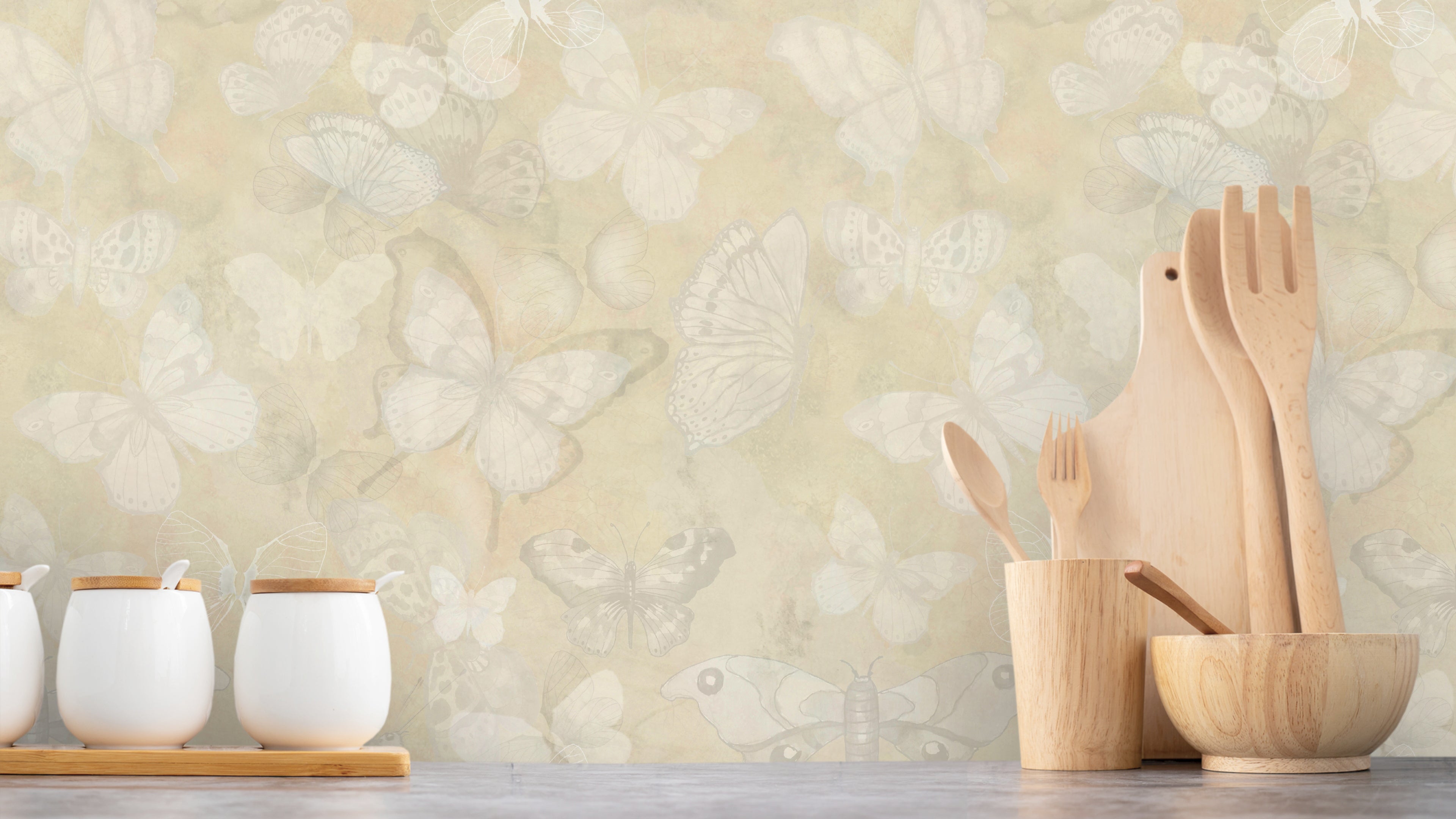 Mariposa - Wheat - Fjärilstapet i akvarell