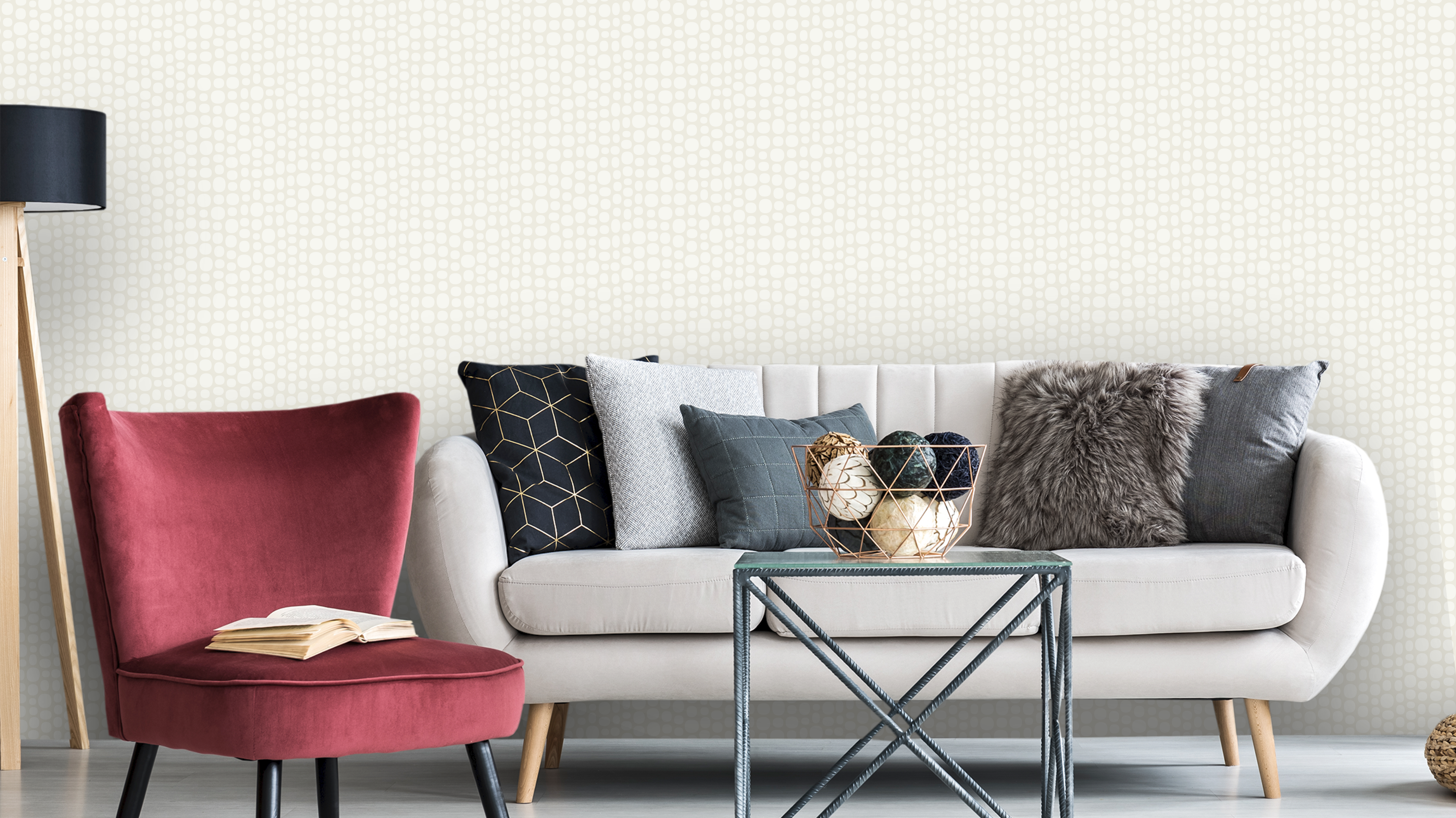 Prickodil - Scandinavian Light - Ljus retrotapet med asymmetriska prickar