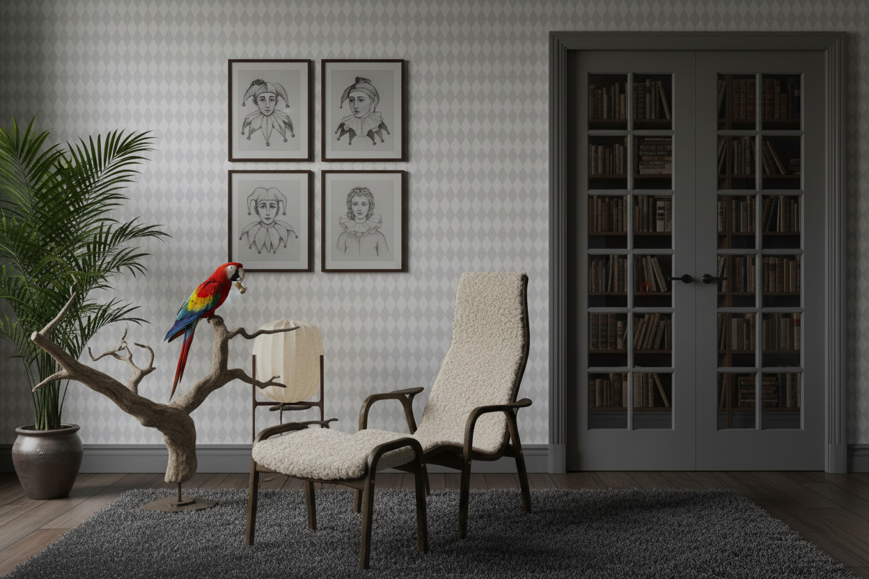 Wavy Diamond - Pearl – Geometrisk tapet med retrokänsla