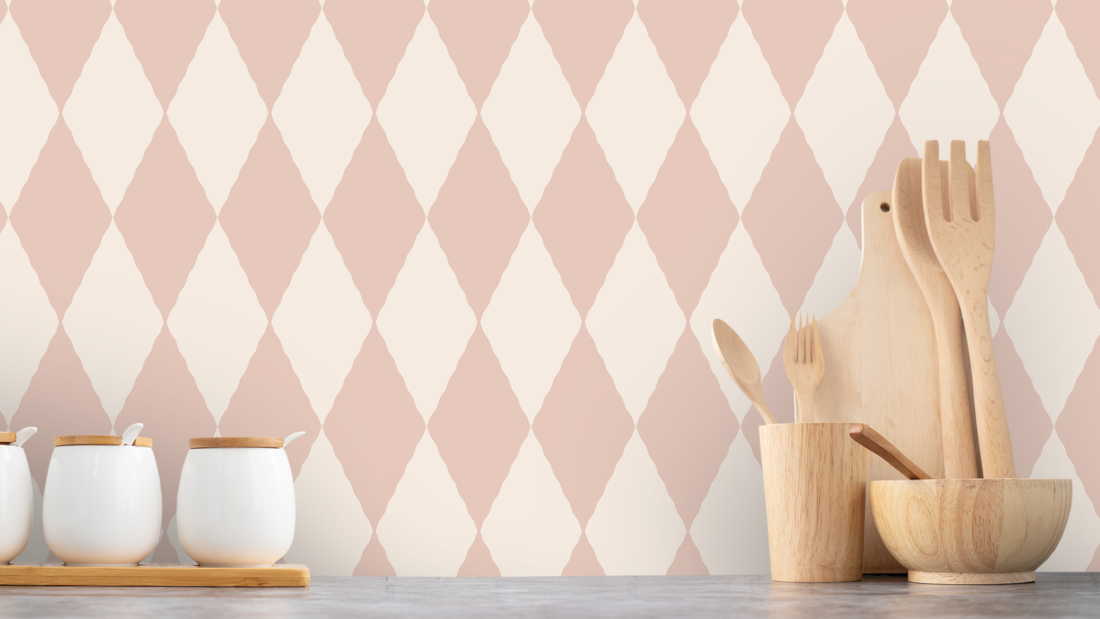 Wavy Diamond - Dusty Pink – Geometrisk tapet med retrokänsla