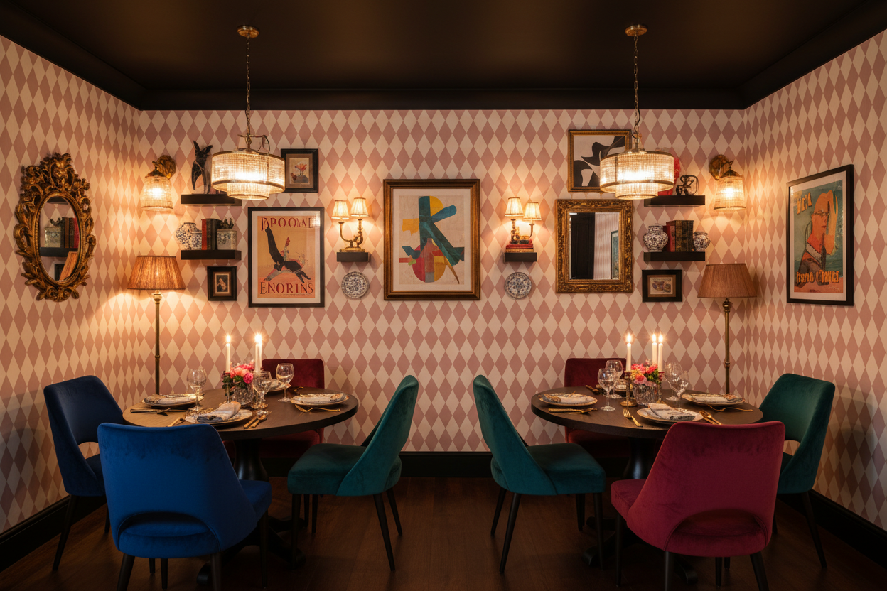 Wavy Diamond - Dusty Pink – Geometrisk tapet med retrokänsla