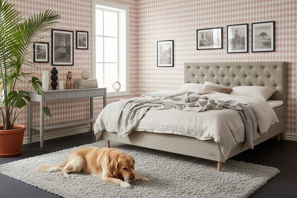 Wavy Diamond - Dusty Pink – Geometrisk tapet med retrokänsla