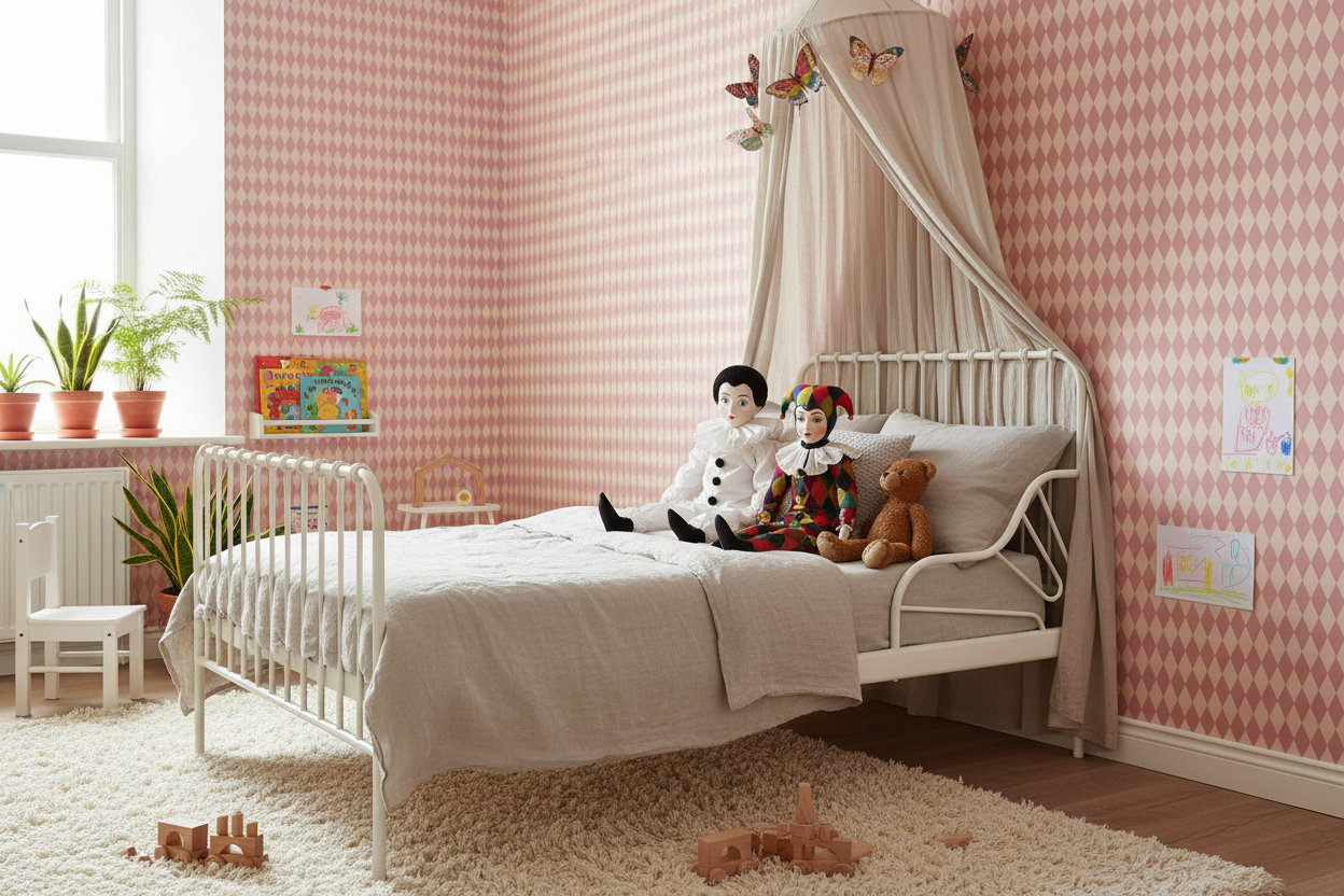 Wavy Diamond - Marrakech - Geometrisk tapet med vågiga diamanter i röda toner