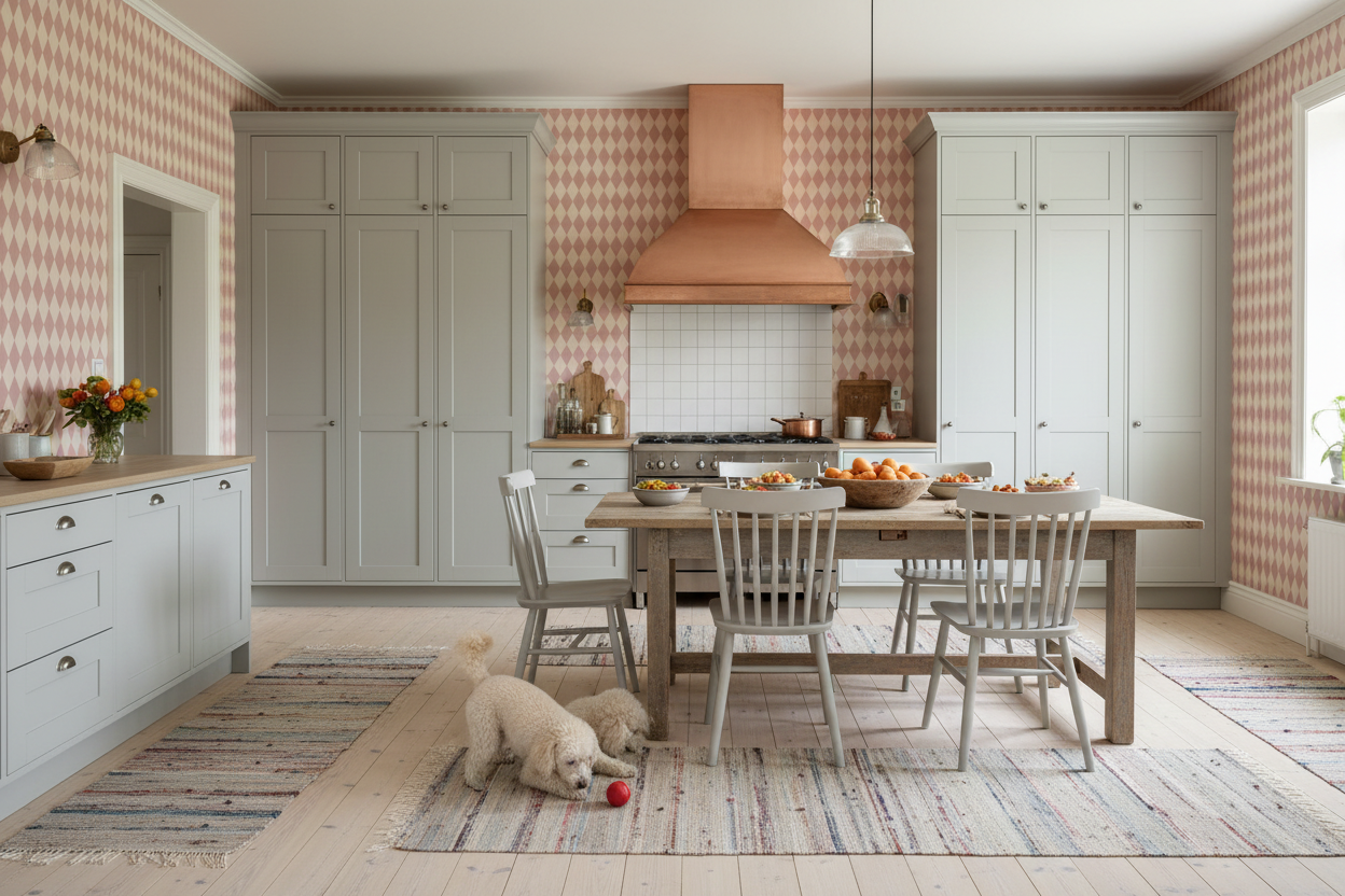 Wavy Diamond - Marrakech - Geometrisk tapet med vågiga diamanter i röda toner