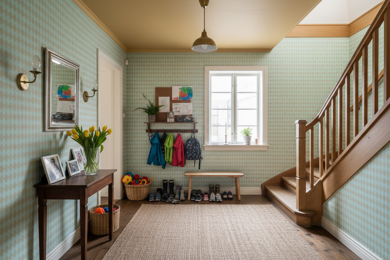 Wavy Diamond - Emerald - Geometrisk tapet med vågiga diamanter i gröna toner