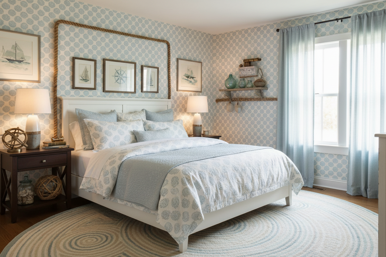 Vongole - Light Blue - Elegant tapet med musselskal i pastellblått