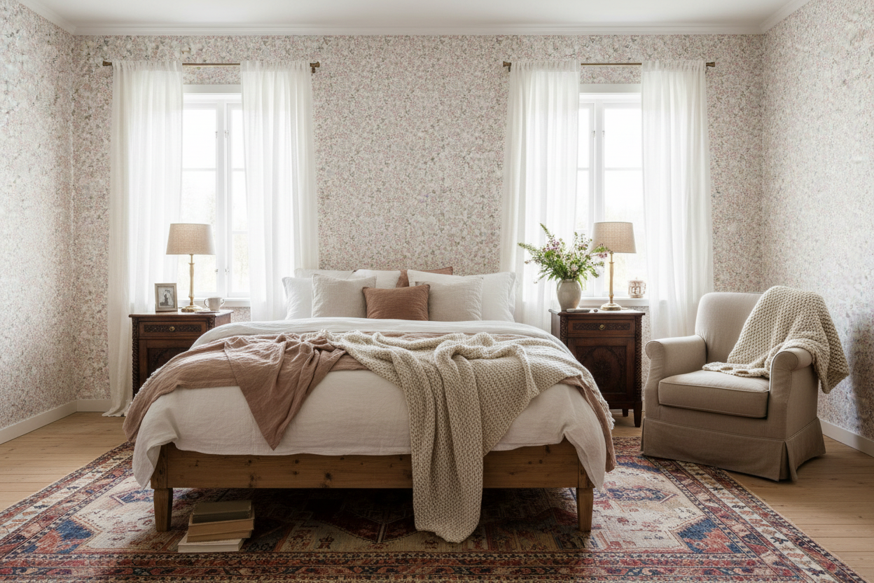 Undergrowth - Pearl – Romantisk tapet med skogsblommor