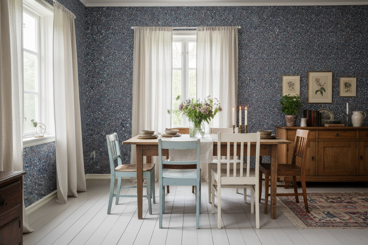 Undergrowth - Midnight – Romantisk tapet med skogsblommor