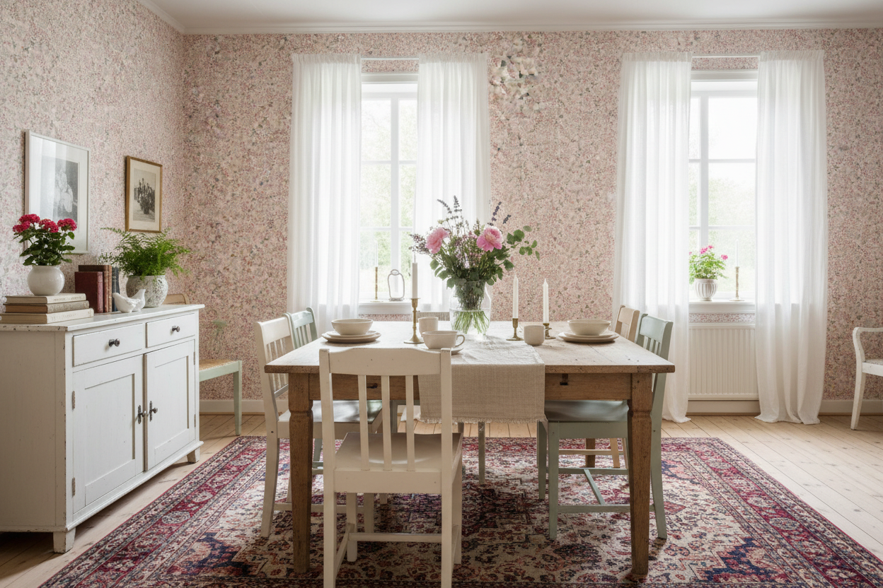 Undergrowth - Pink – Romantisk tapet med skogsblommor