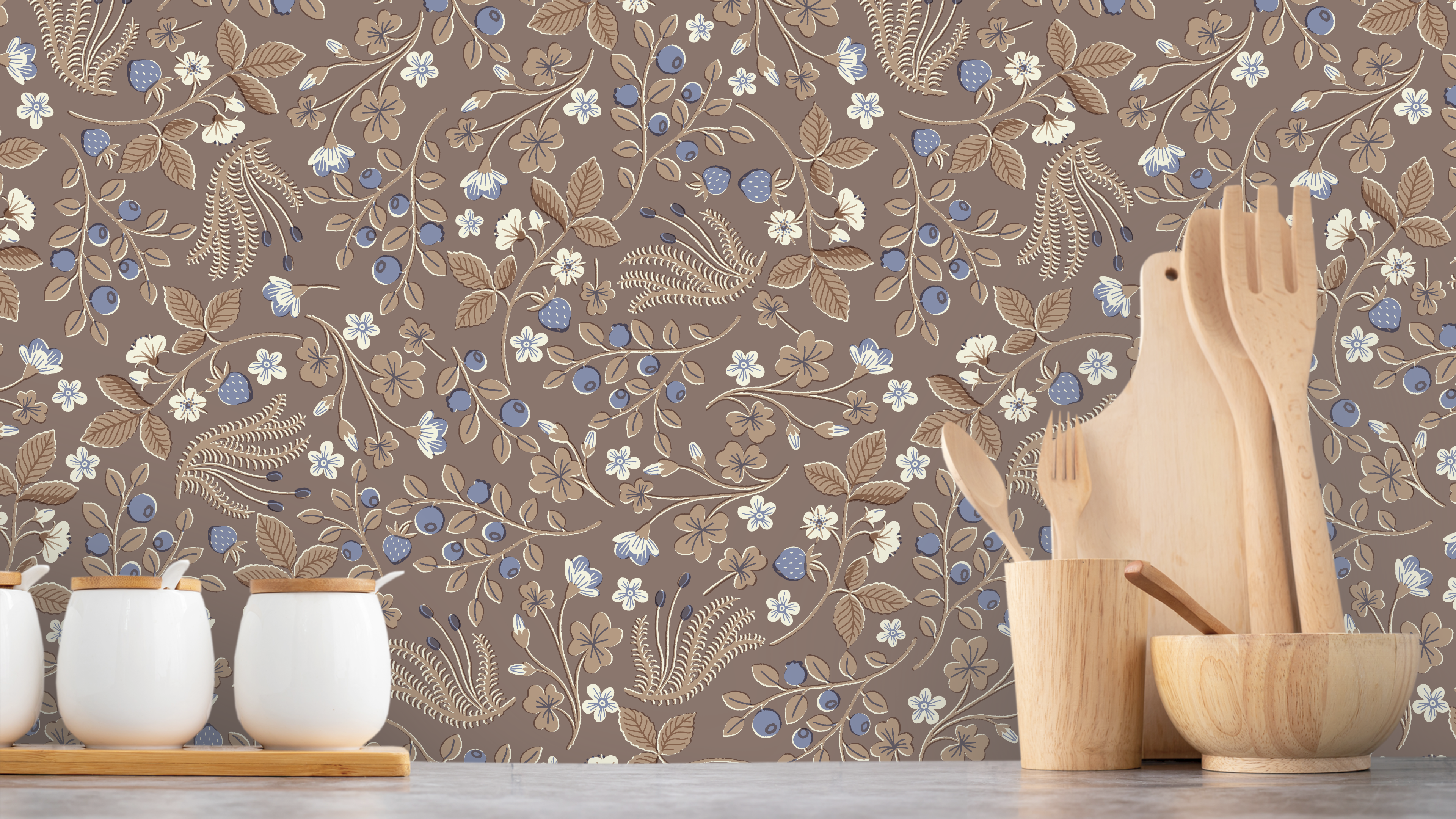 Undergrowth - Earth - Tapet med skogsmarkens bär och växter