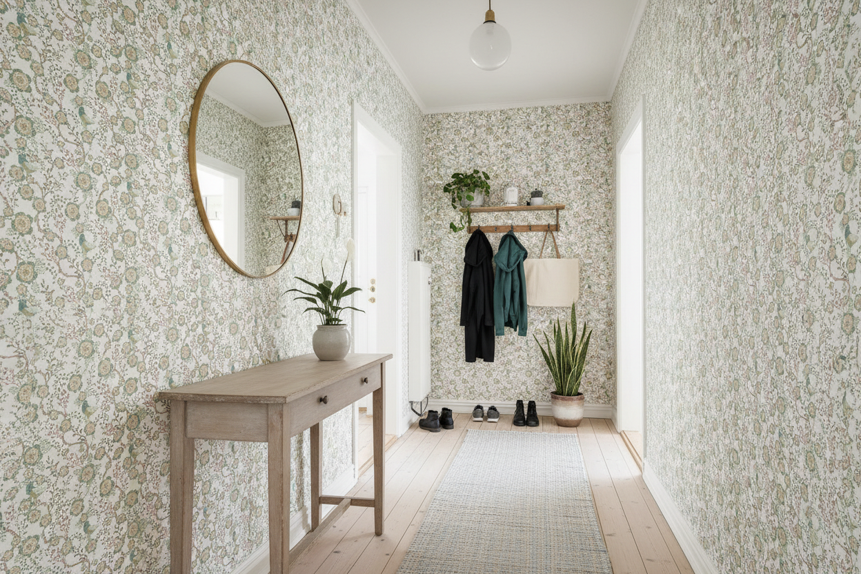 Reval Wallpaper Epiphany - Creme - Romantisk tapet med fåglar och blommor – högkvalitativ tapet för en personlig och harmo...