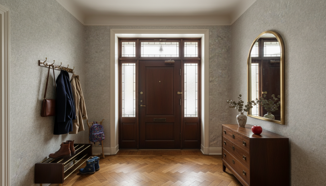 Orkidéblomster - Vitbeige - Koltecknad orkidétapet i beige