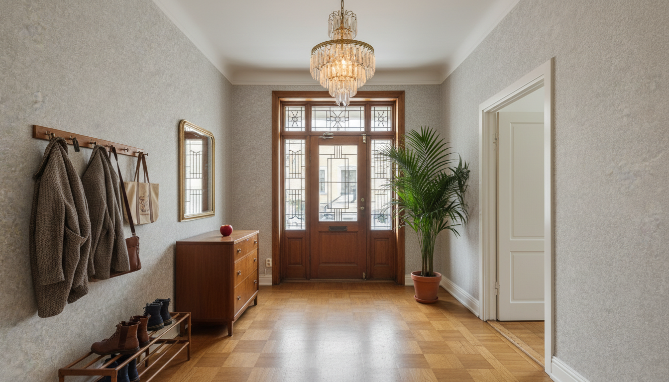 Orkidéblomster - Vitbeige - Koltecknad orkidétapet i beige