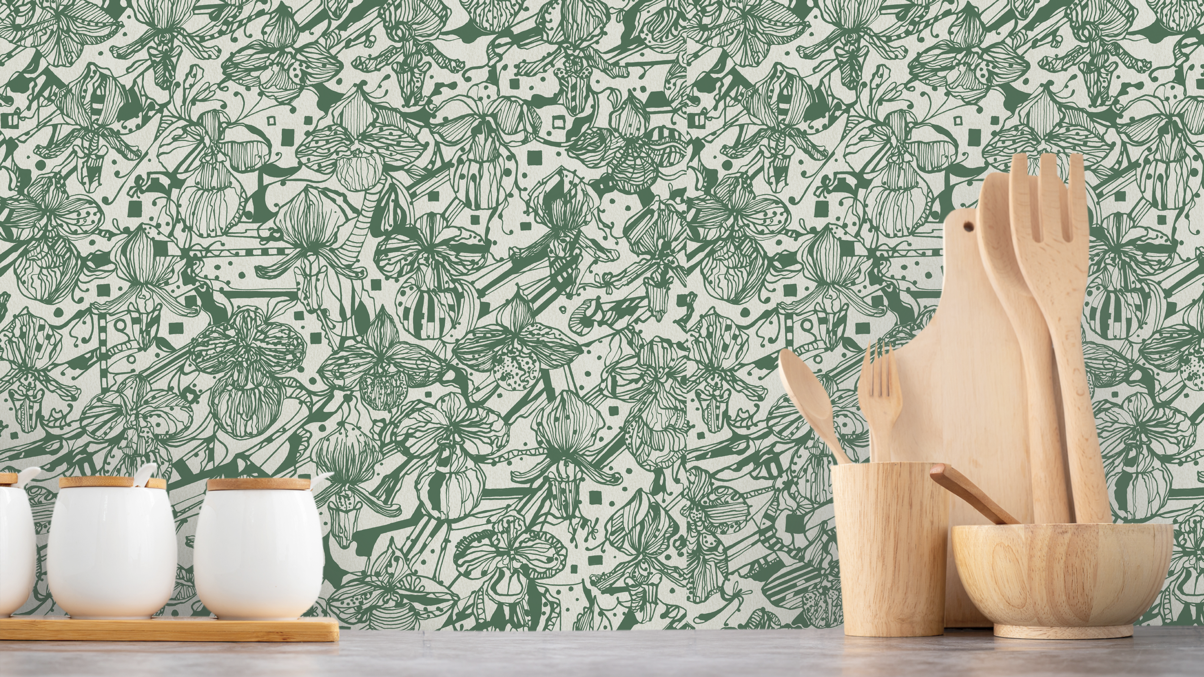 Orkidéblomster - Mörkgrön