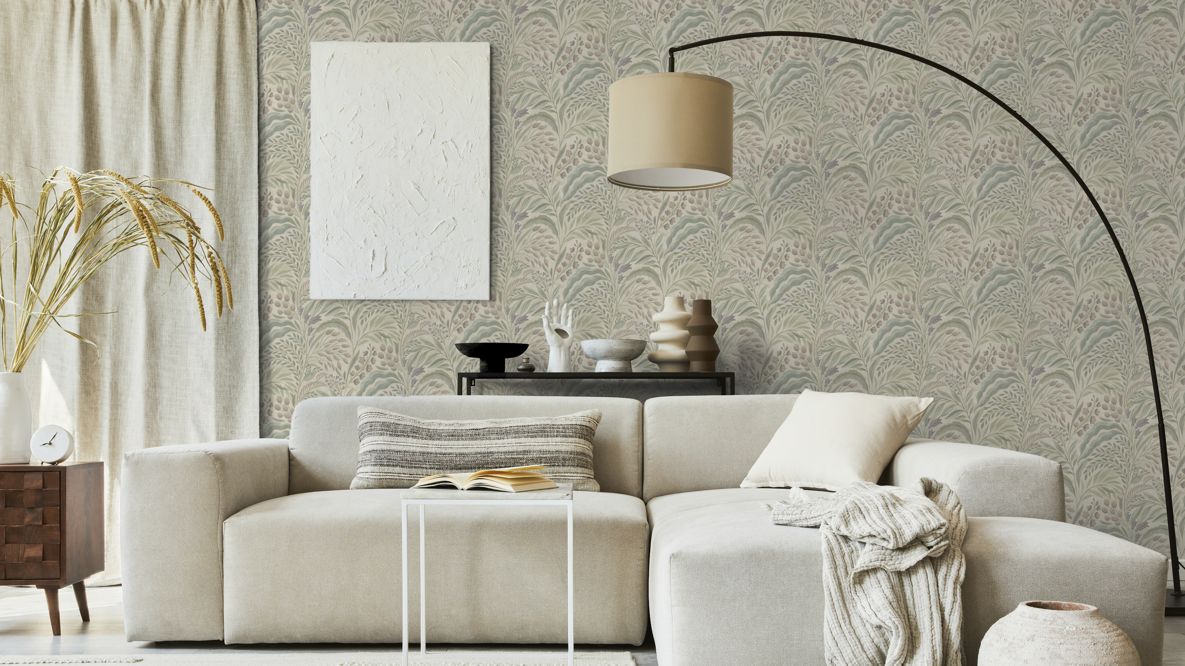 Growing Garden - Green - Handmålad tapet med naturmotiv